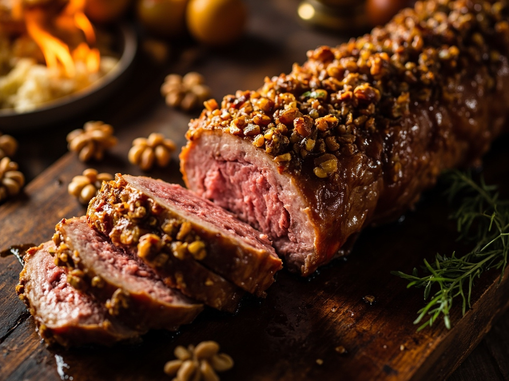 Roasted Venison Haunch with Caucasian Honey and Walnuts