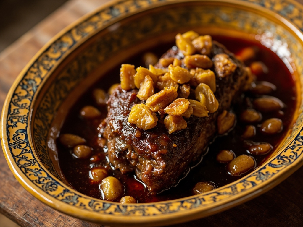 Lamb with Honey, Almonds, and Saffron (ancestor of mrouzia)
