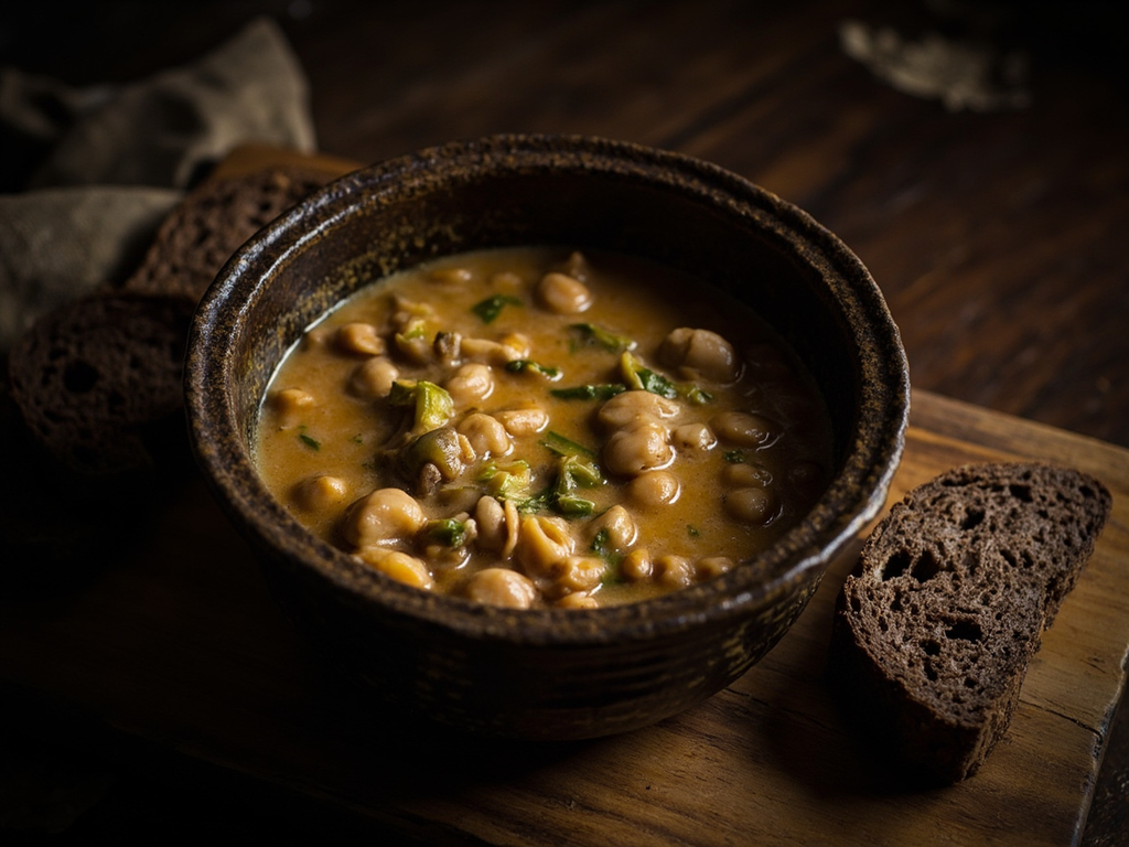 Potage de fèves et poireaux du jour maigre