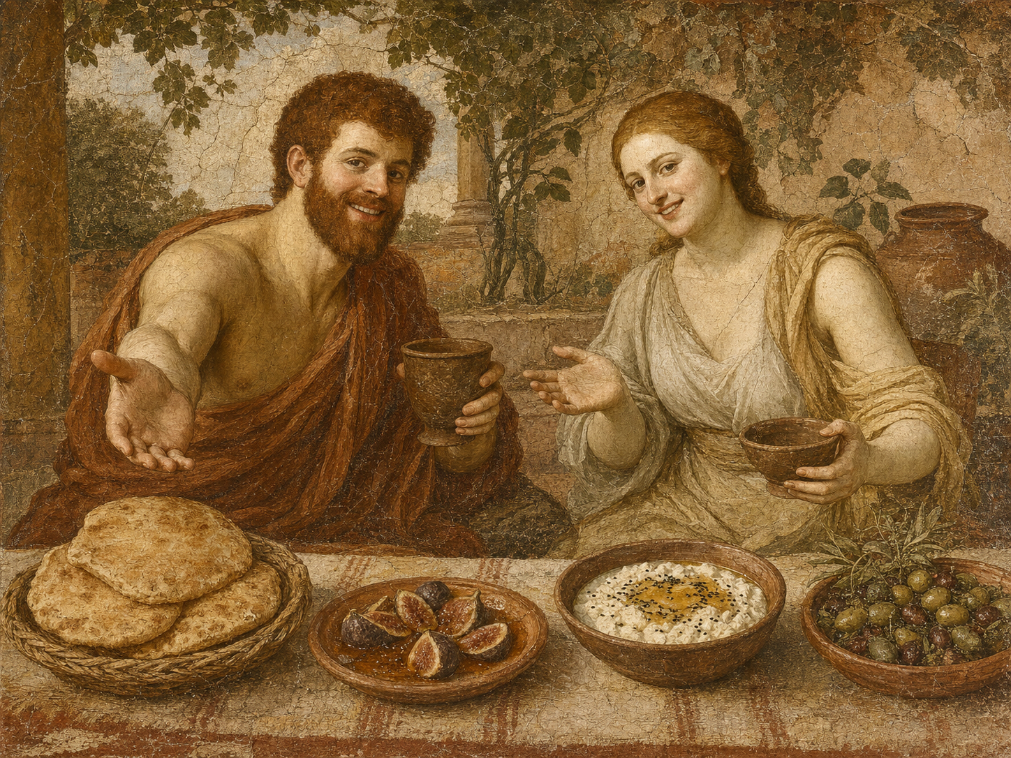 Adam and Eve at the table