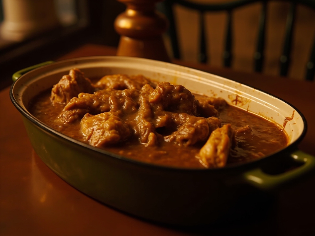 Poulet étouffé en sauce (smothered chicken)
