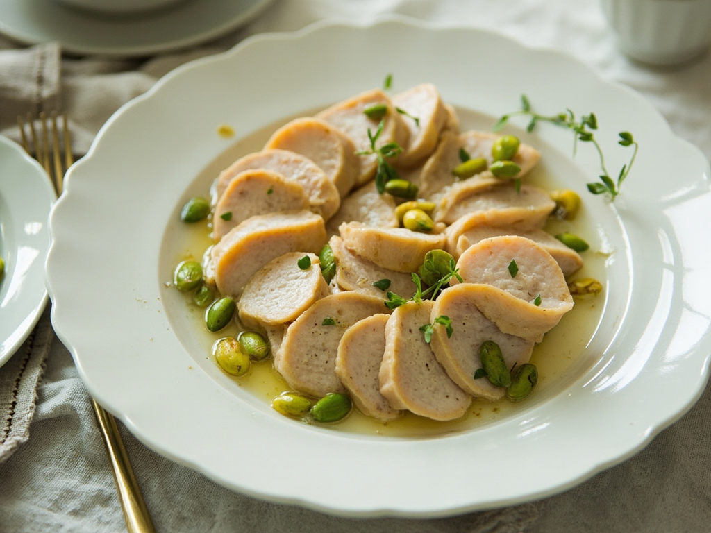 Poularde froide en gelée aux pistaches