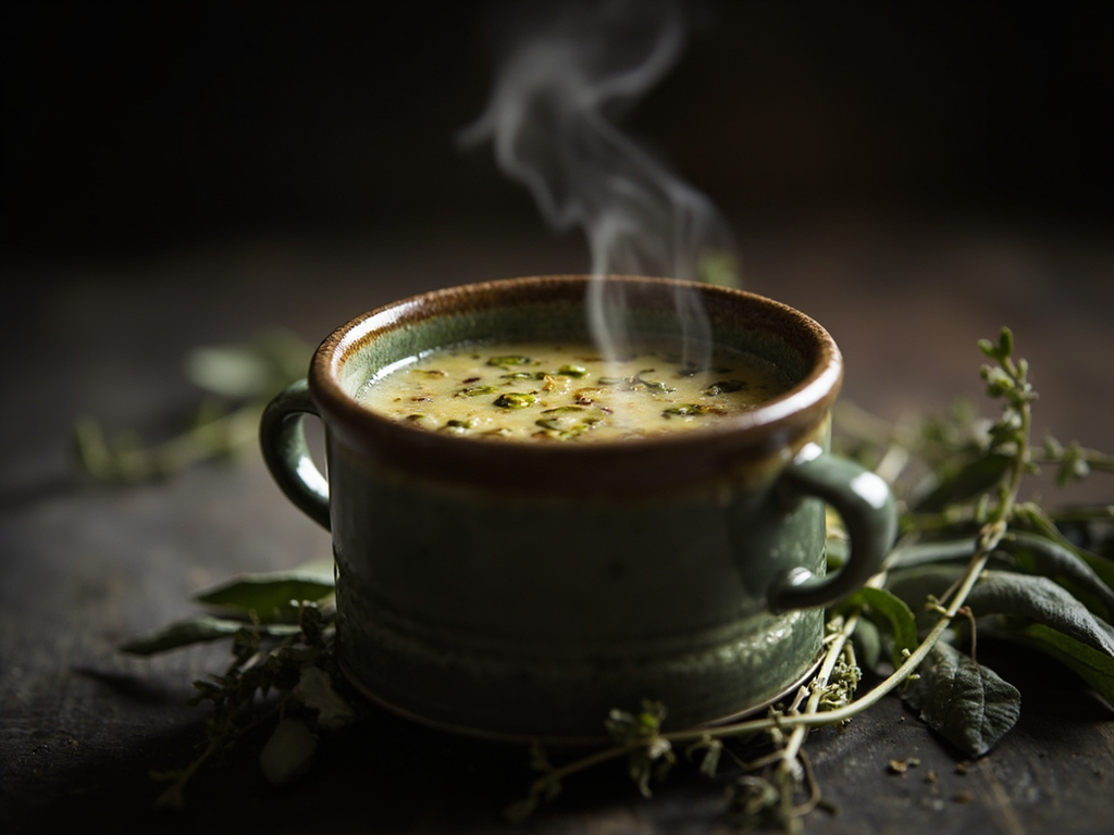 Caudle d'herbes au gruau