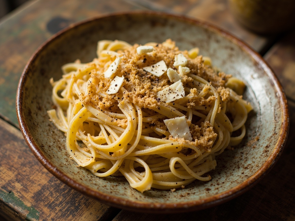 Pici alle briciole (Sienese thick spaghetti with breadcrumbs)
