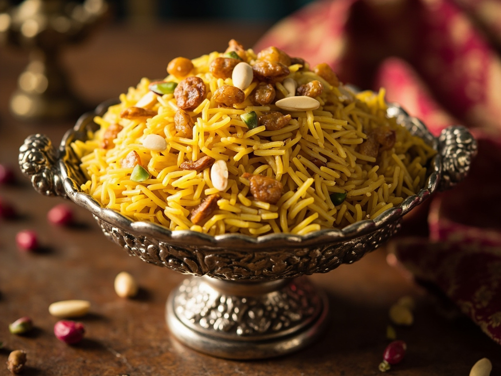 Zard Birinj — Golden Rice with Saffron and Dried Fruits