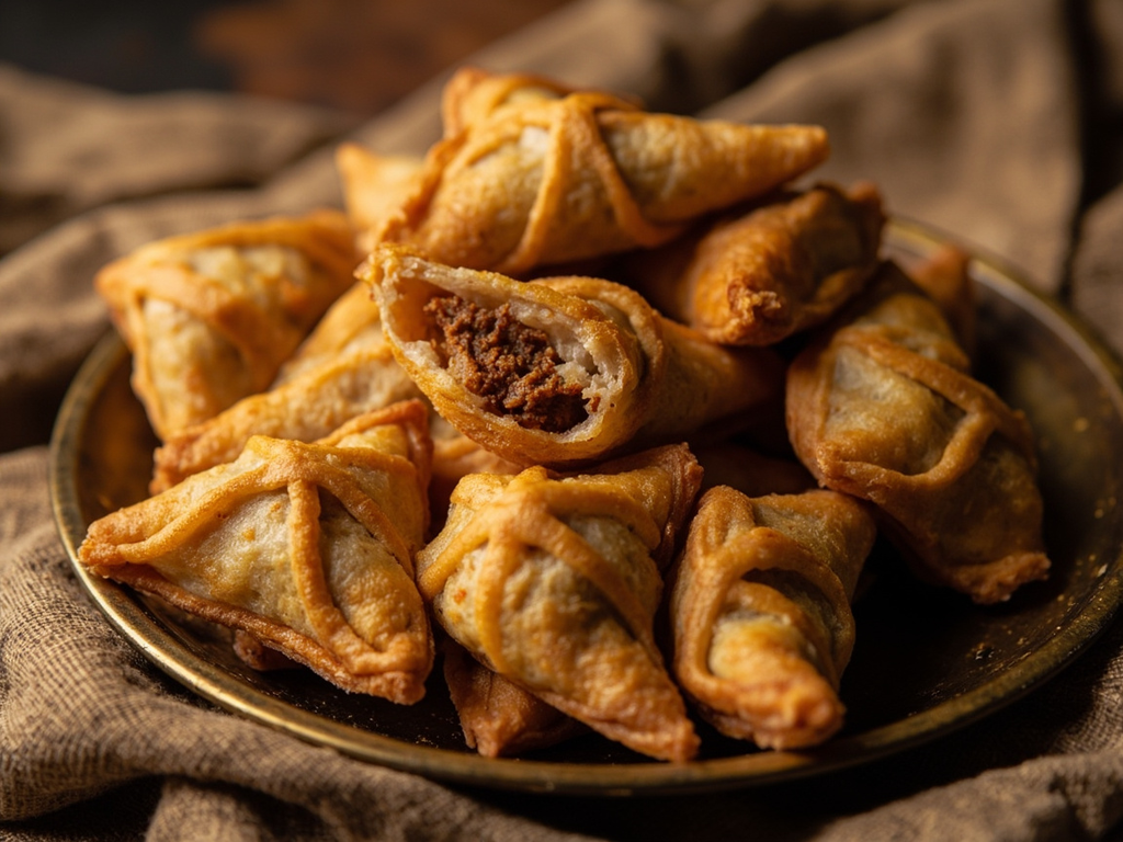 Sanbusa — Fried Pastries with Spiced Meat