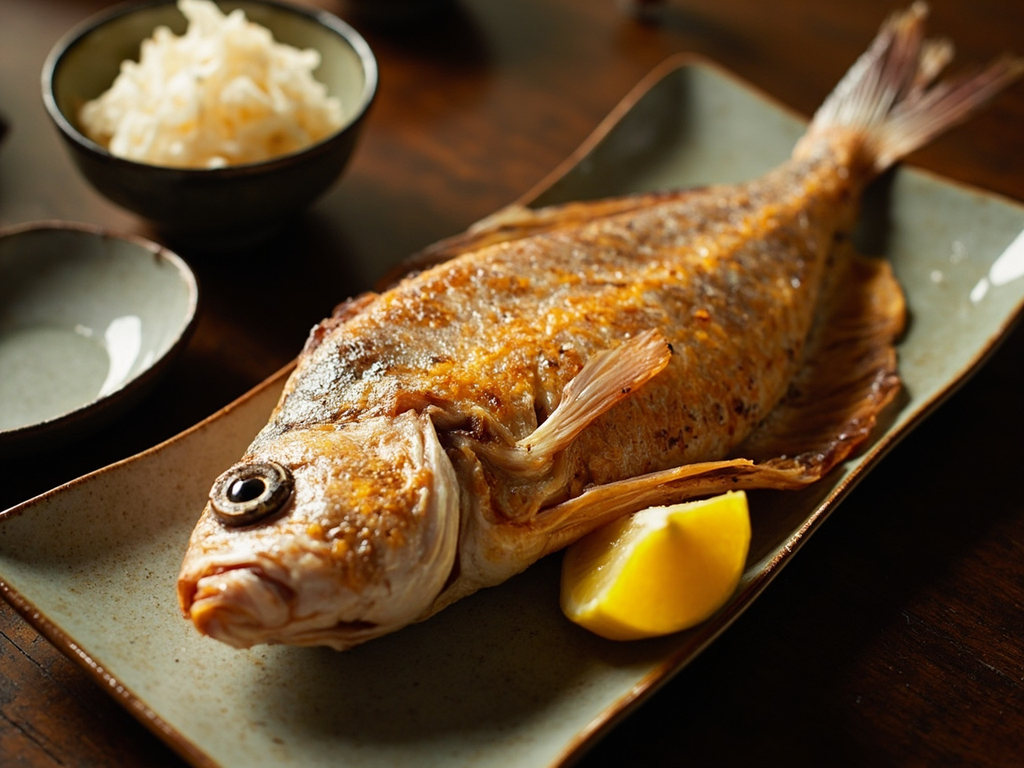 Tai no shioyaki — daurade grillée au sel