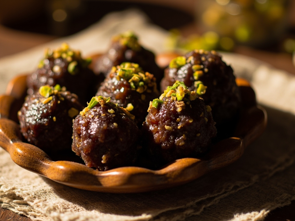Ḥays — boules de dattes, amandes et chapelure dorée
