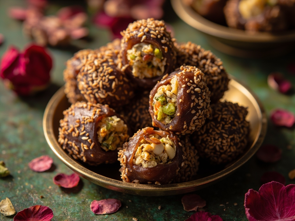 Rutab bi'l-lawz — Dates Stuffed with Almonds and Rose Water