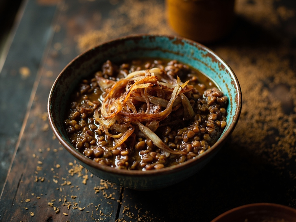 Adas mujaddar — lentils and bulgur with murrî