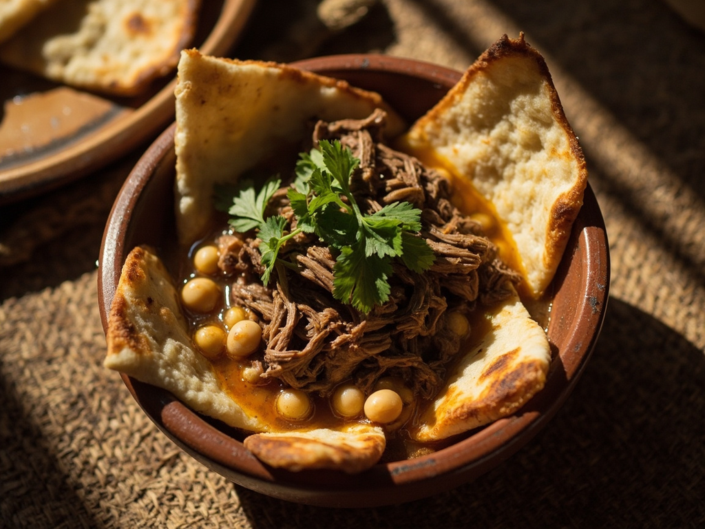 Tharid with lamb and chickpeas