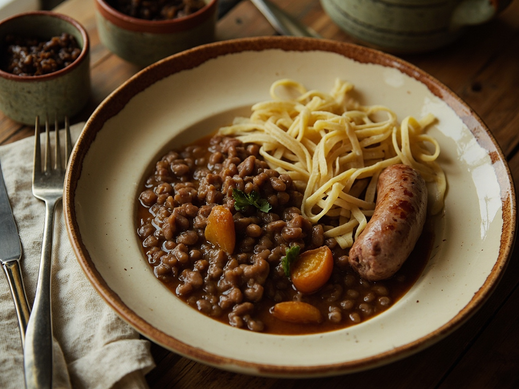 Linsen mit Spätzle (lentilles aux spätzle souabes)