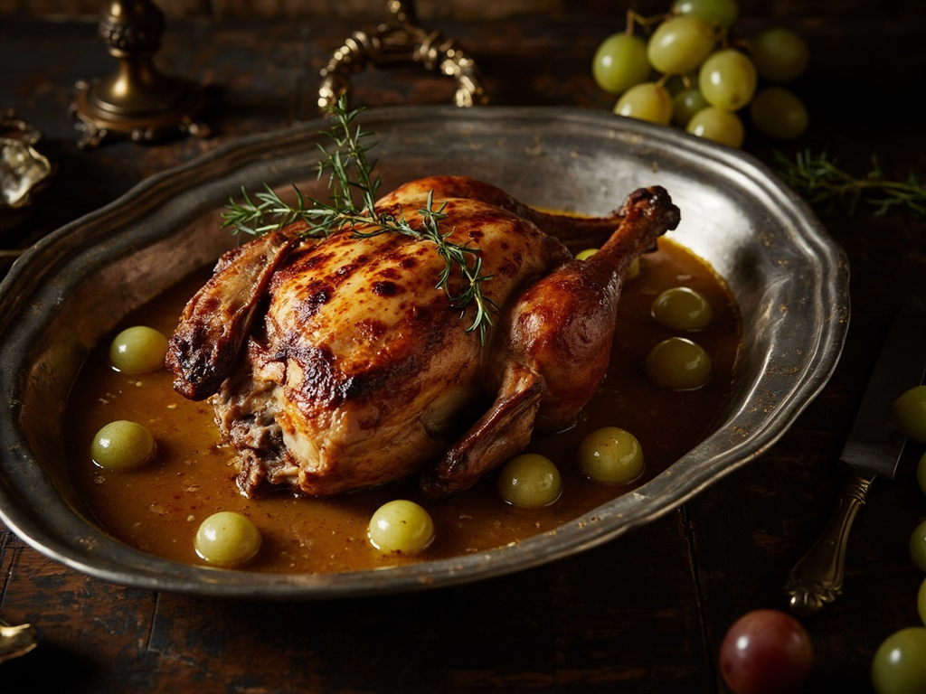 Chapon rôti à la sauce au verjus