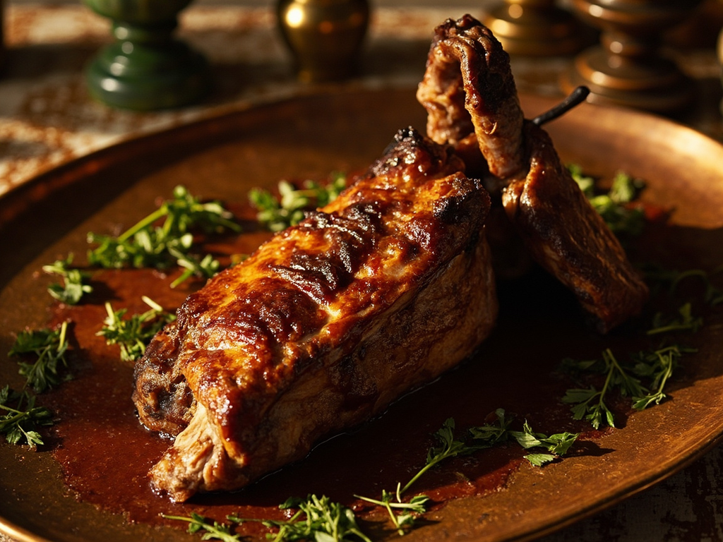 Chevreau rôti au miel, vin et silphium