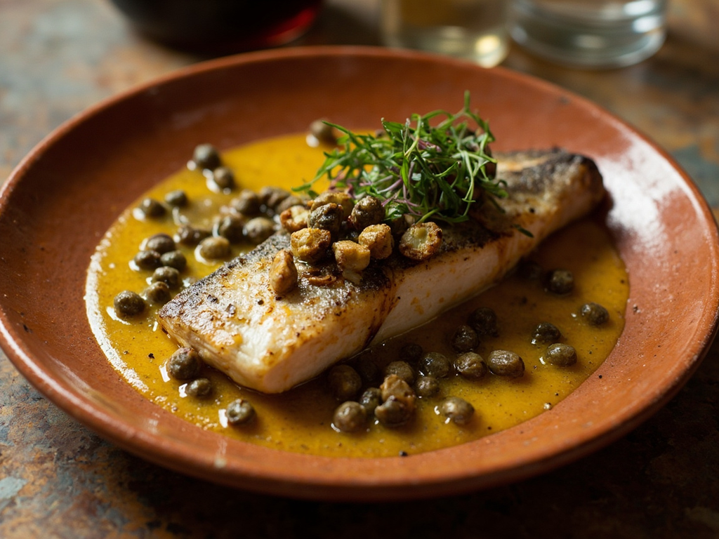 Poisson des étangs pontins au verjus et aux câpres