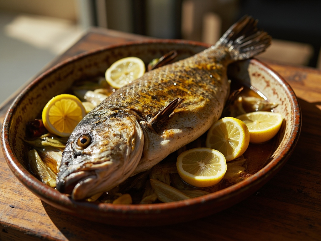 Mediterranean Sea Bass with Fennel and Olive Oil