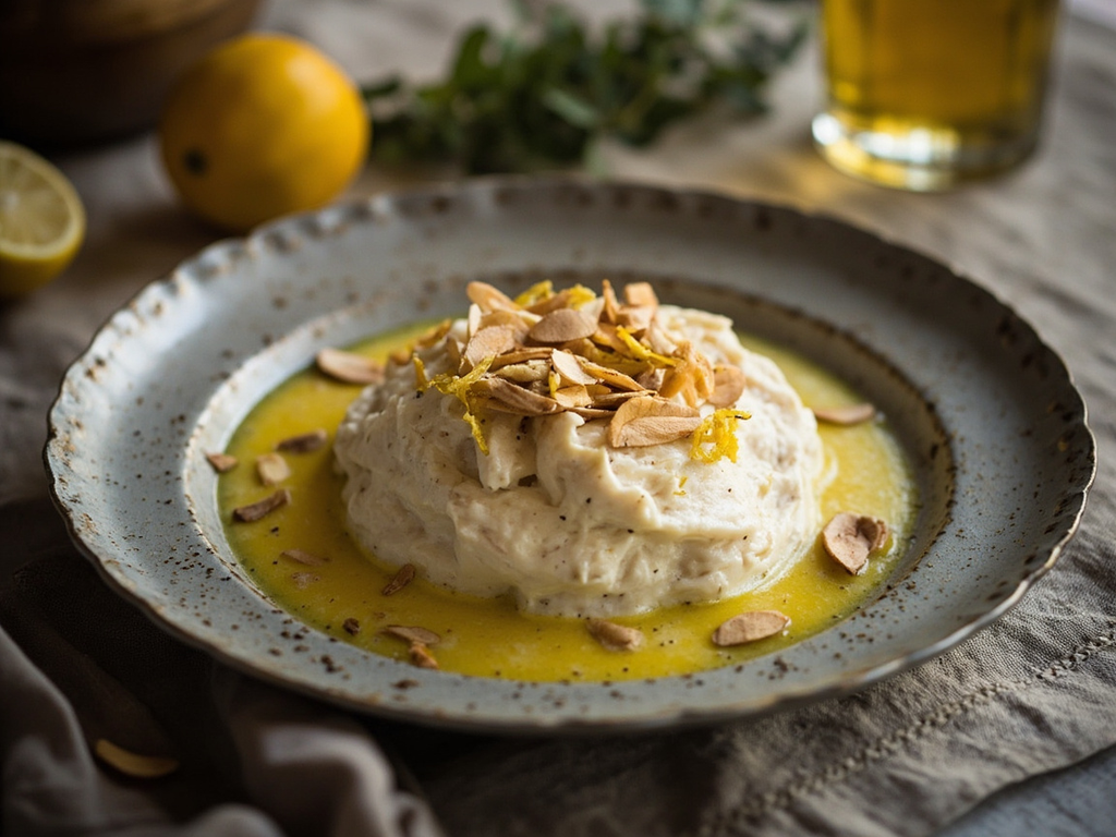 Blancmange of capon with almond milk