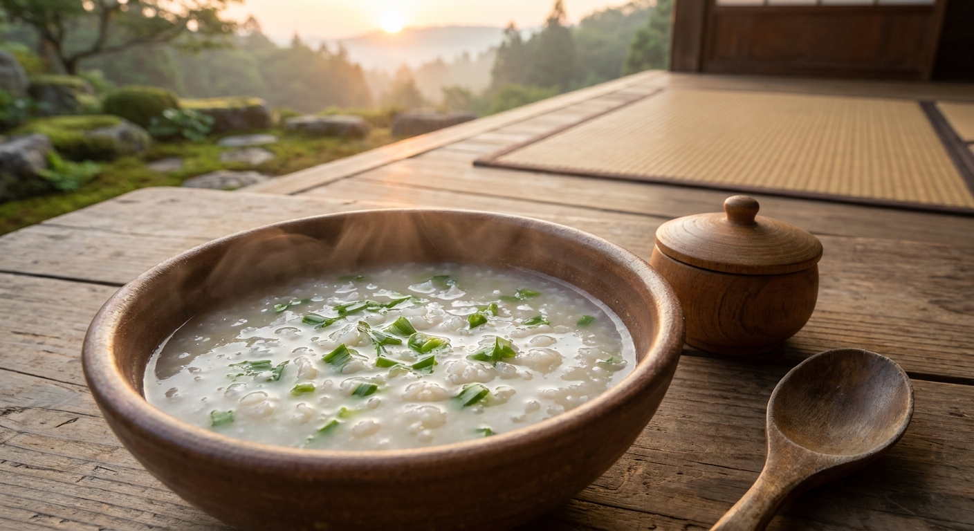 Nanakusa-gayu — rice porridge with green herbs