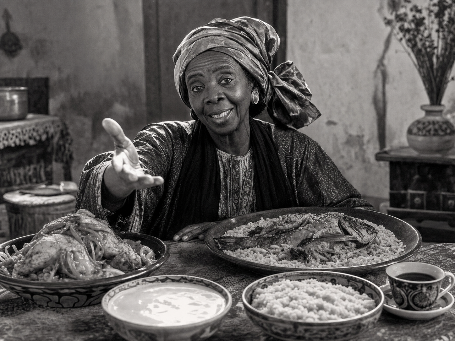 Aminata Sow Fall at the table