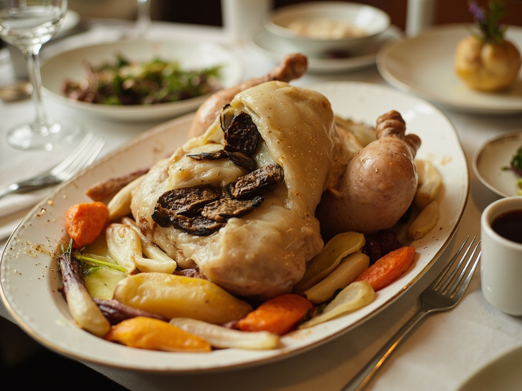 Poularde à la demi-deuil aux truffes
