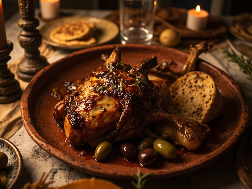Épaule de chèvre rôtie au miel et au fenouil pour le deipnon de fête