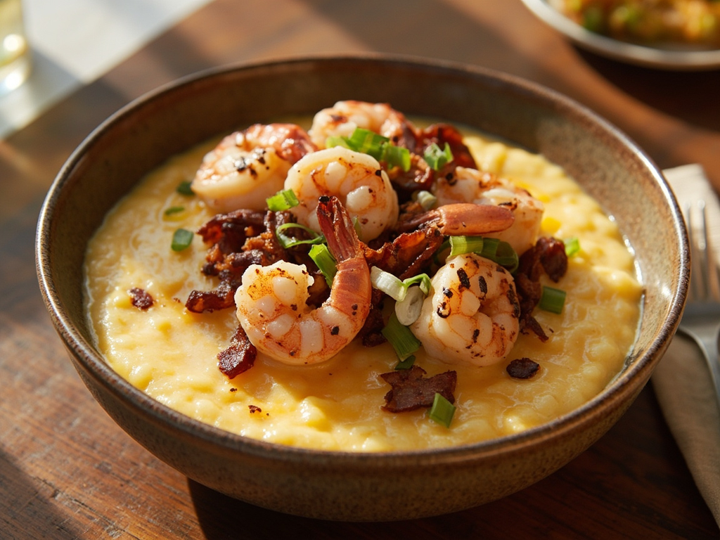 Crevettes sur lit de grits (Shrimp and grits des Lowcountry)