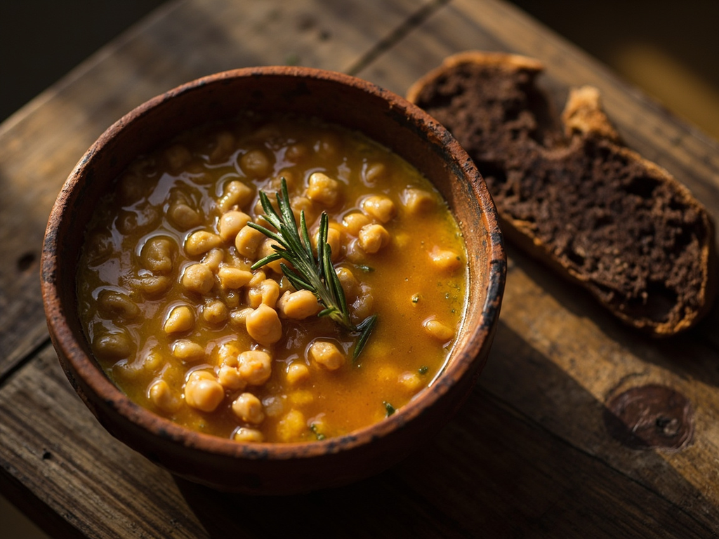 Minestra di farro e ceci — farro and chickpea soup with rosemary