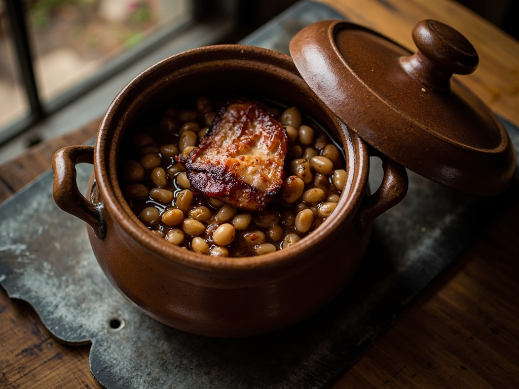 Molasses Baked Beans with Salt Pork (Sabbath Beans)