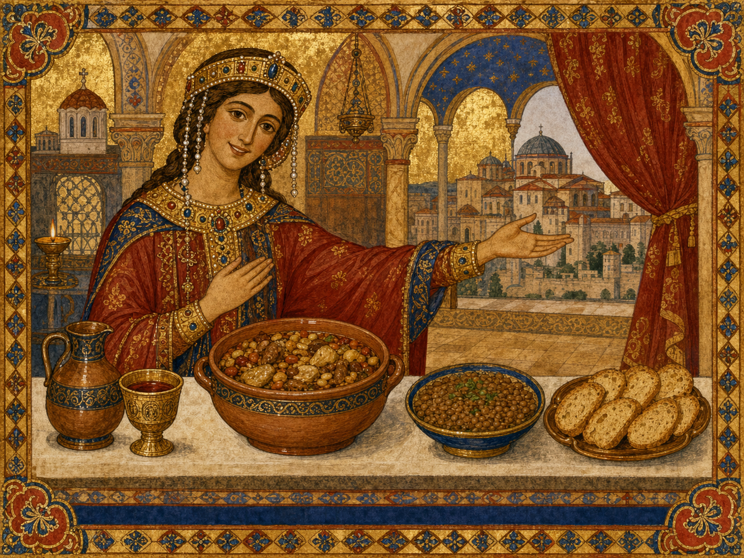 Anna Komnene at the table
