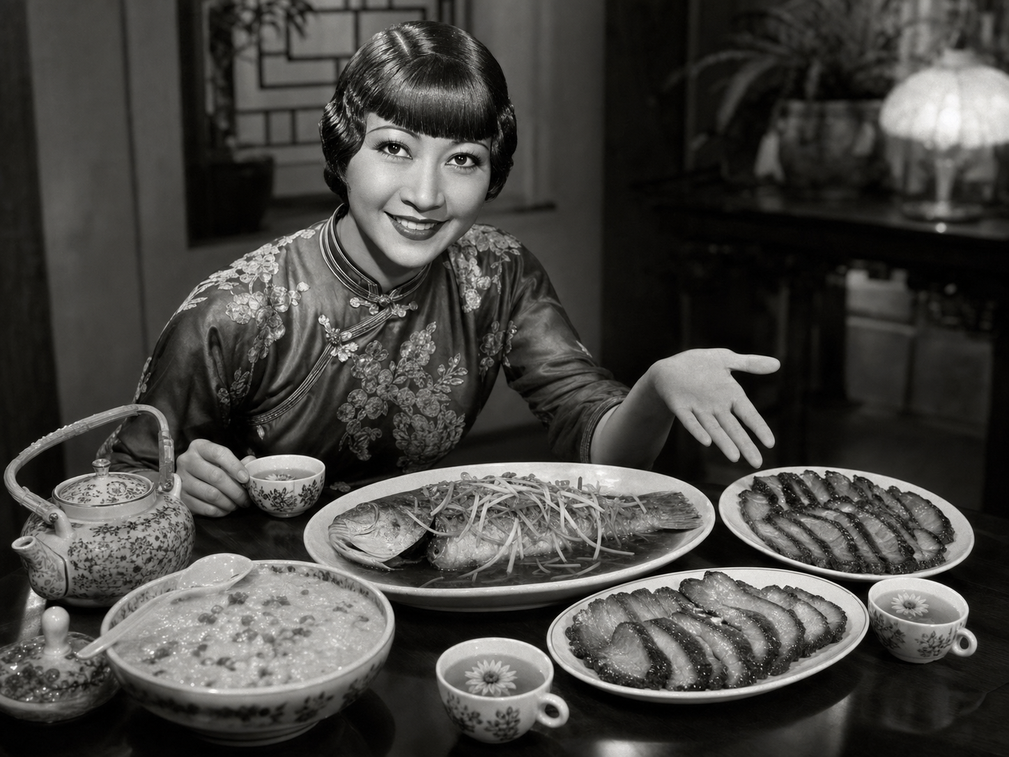 Anna May Wong at the table