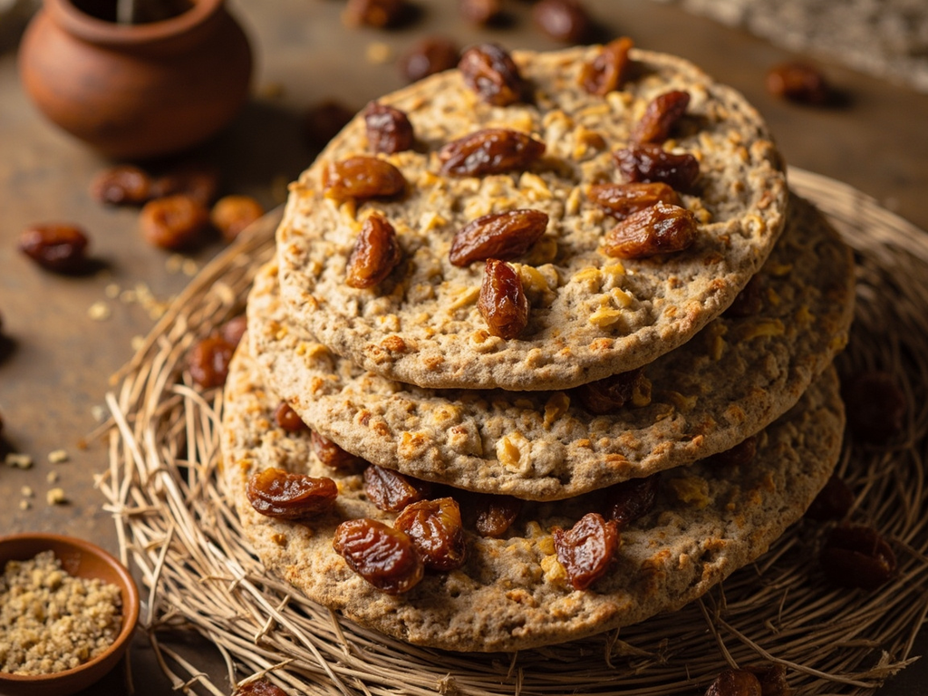 Pain plat d'orge et d'emmer aux dattes