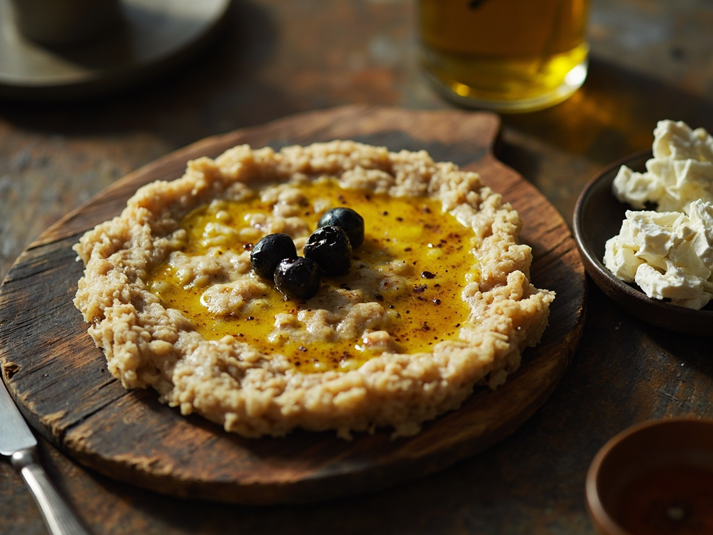 Maza d'orge à l'huile et aux olives