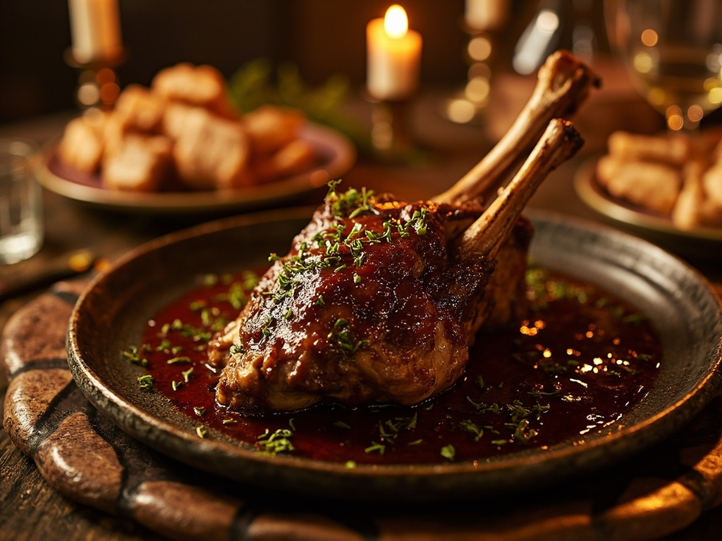 Agneau rôti au vin de Chalcidique et au miel