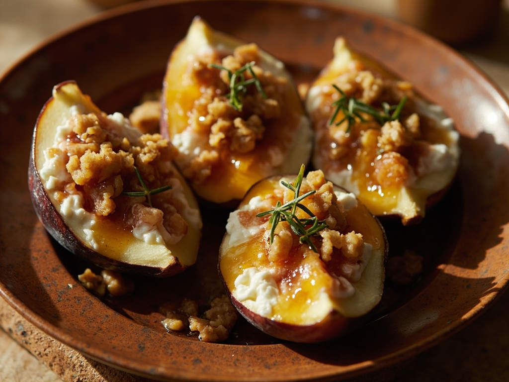 Figues au miel, fromage frais et noix du symposion