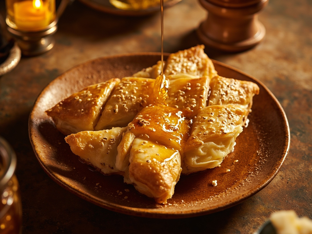 Plakous with Honey and Fresh Cheese