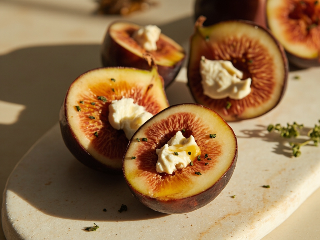 Parian figs with honey and fresh goat cheese