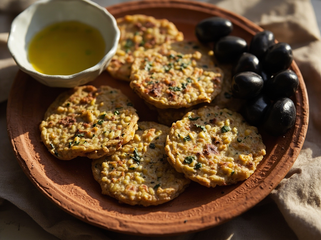 Maza d'orge à l'huile et aux olives