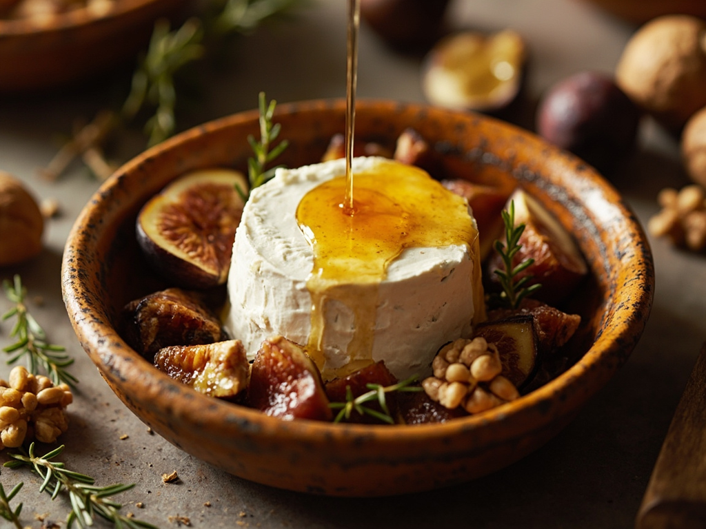 Fresh Cheese with Honey and Dried Figs