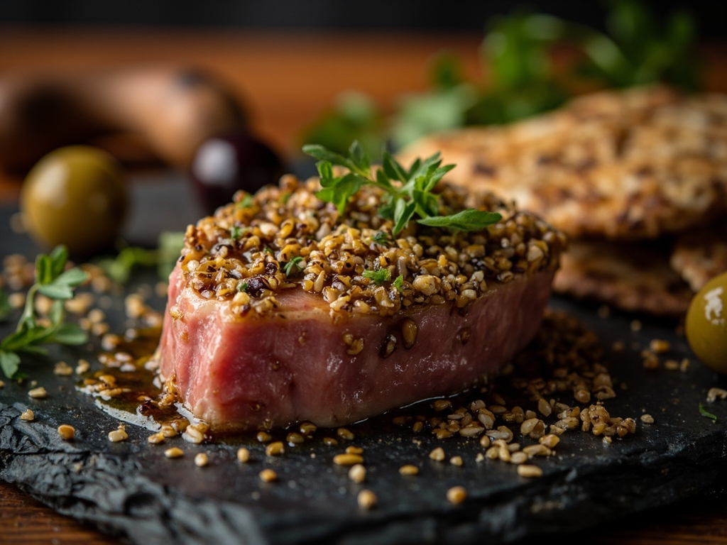 Thon grillé au fenouil et à la coriandre