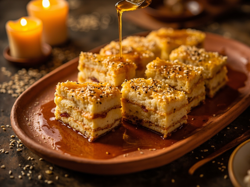 Plakous with Honey and Fresh Cheese