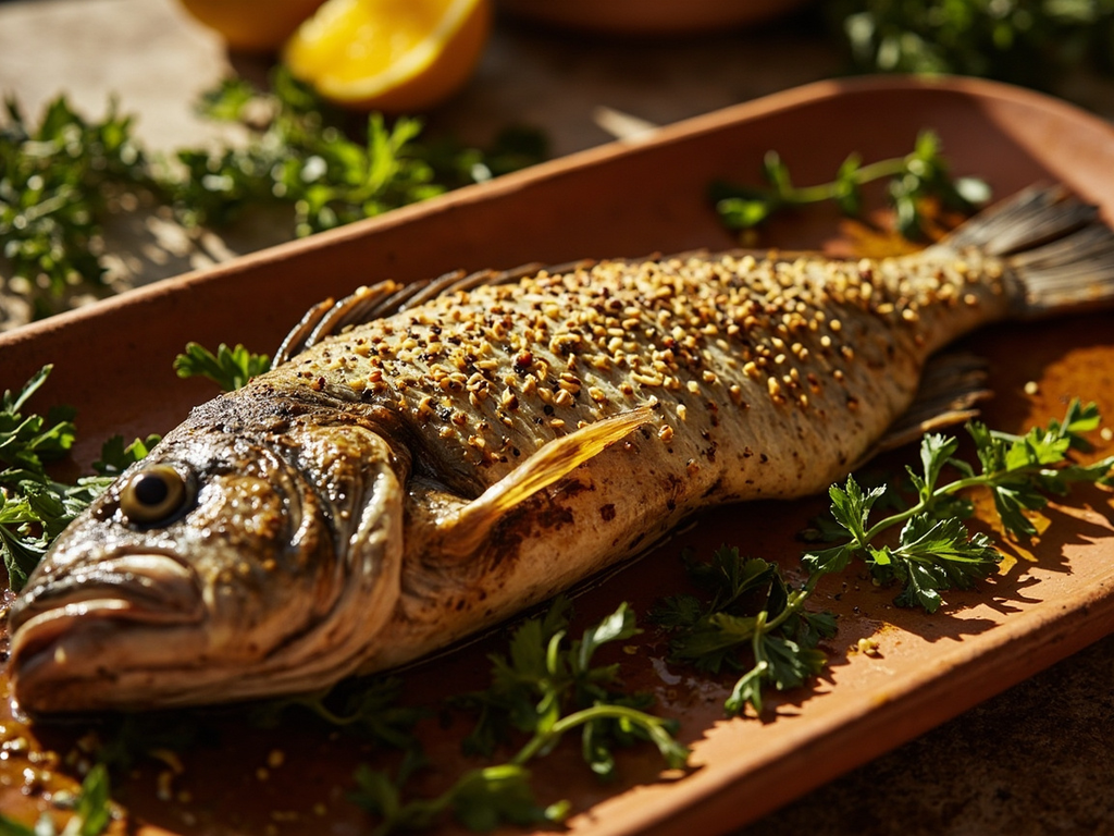 Tilapia du Nil rôti au cumin et à la coriandre