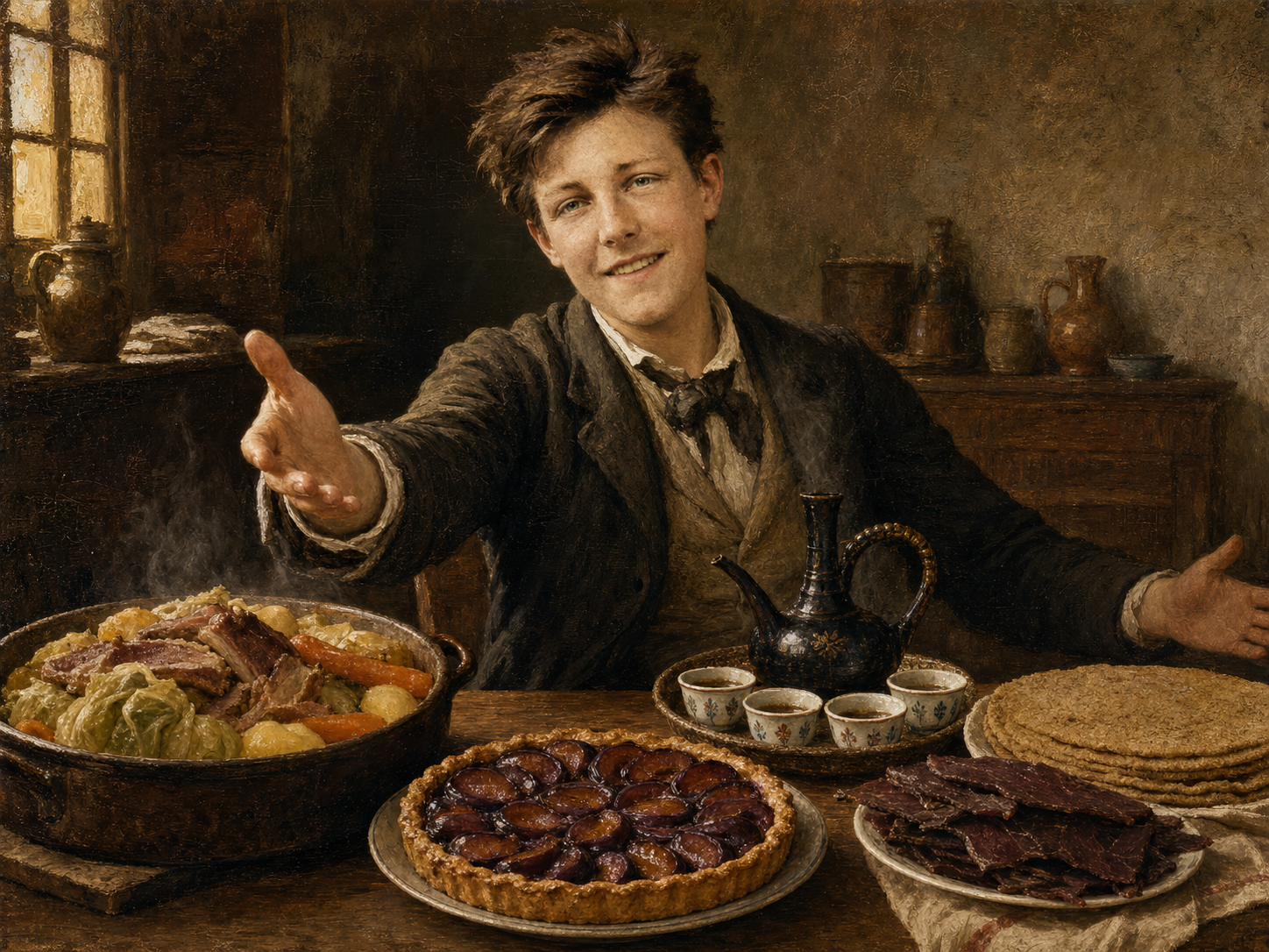 Arthur Rimbaud at the table