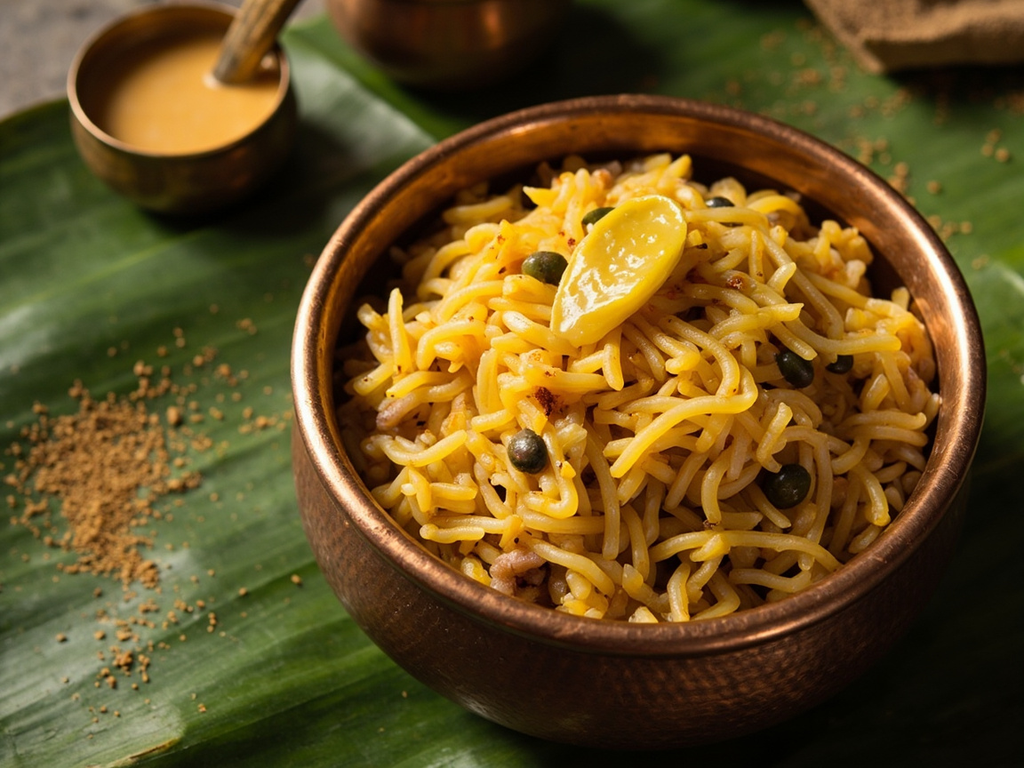 Mudga-odana — riz et lentilles mungo au ghee et cumin
