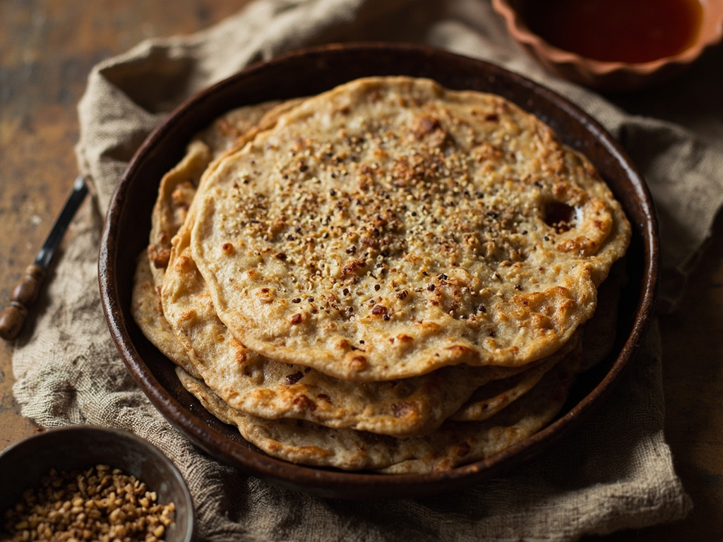Akalu — barley flatbread with sesame
