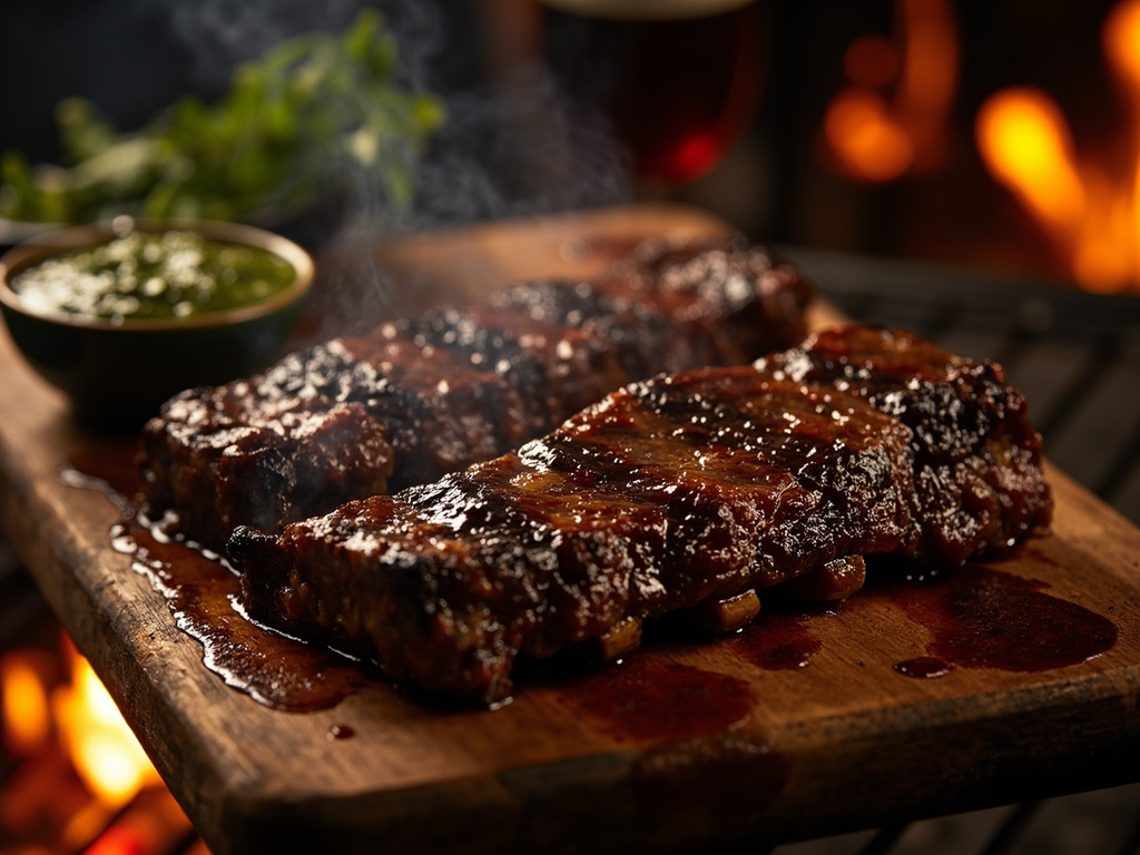 Tira de asado sur la braise (côtes de bœuf grillées)