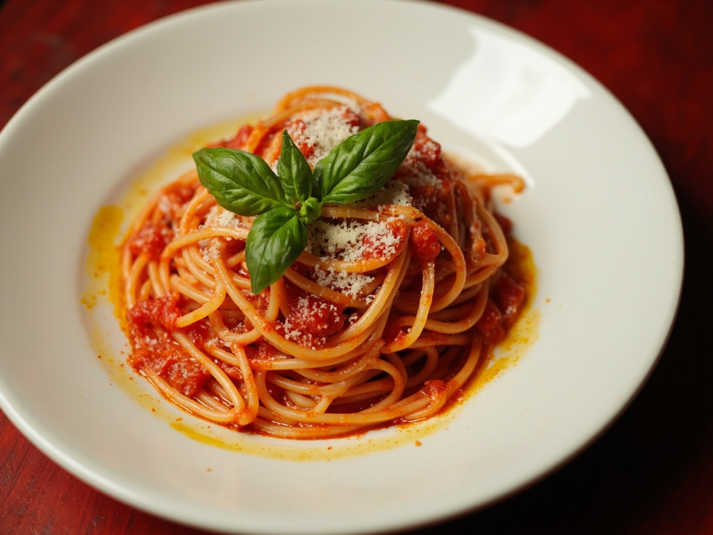Spaghetti à la sauce tomate des années romaines