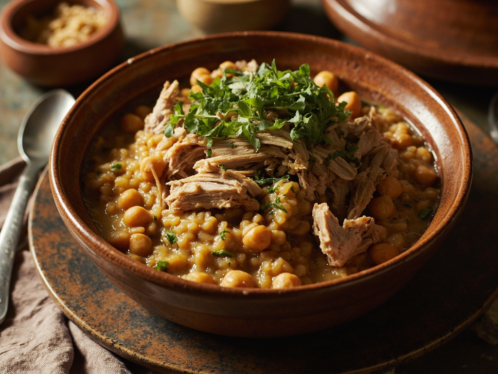 Âsh d'orge aux herbes et au poulet