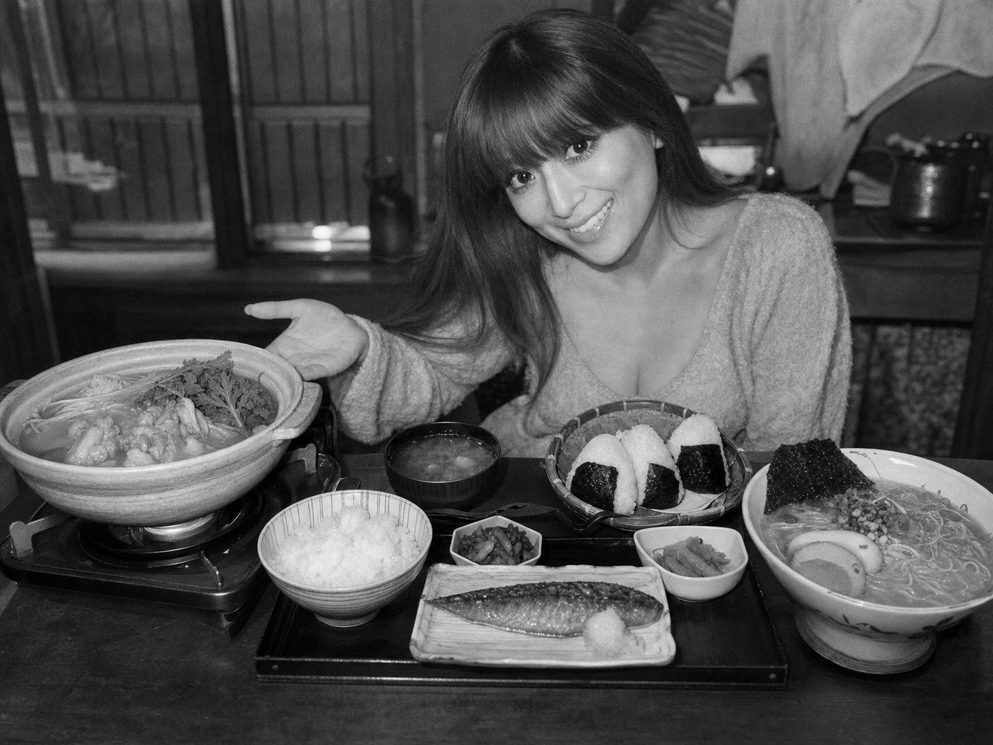 Ayumi Hamasaki at the table