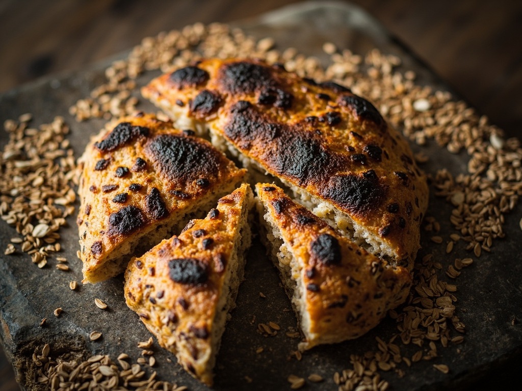 Galette de graines de graminées sur la cendre