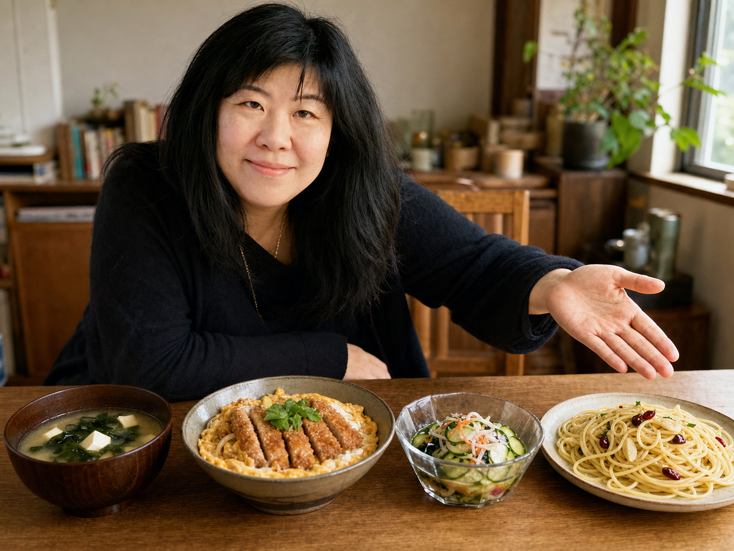 Banana Yoshimoto at the table